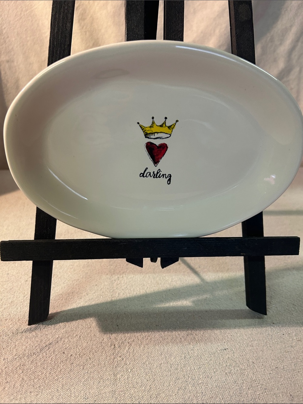 Darling Heart & Crown White Ceramic oval Plate